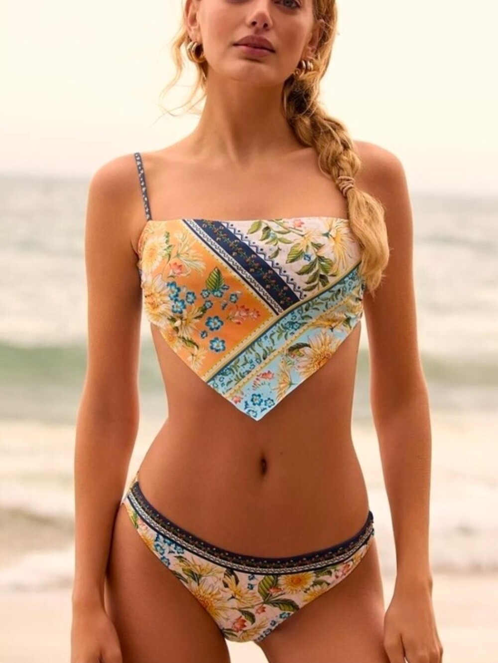 NWT Agua Bendita Daicy Jardim Bandeau Bikini Top Size Large